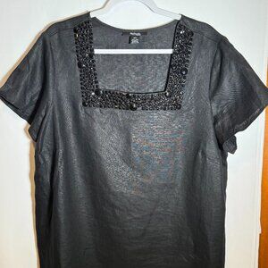 Style & Co. Short Sleeve Blouse | Black|  Women's Size 18W